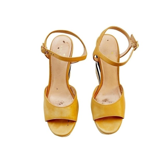 Kate Spade Deanne Open Toe Striped Wedge Sandals Size 8.5 - Picture 1 of 6